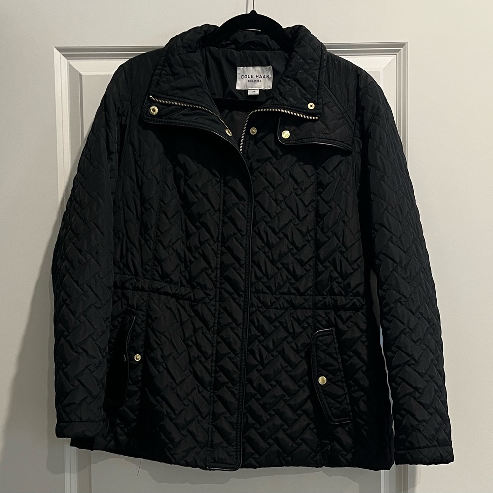 Cole Haan Black mid-weight Quilted Utility Jacket